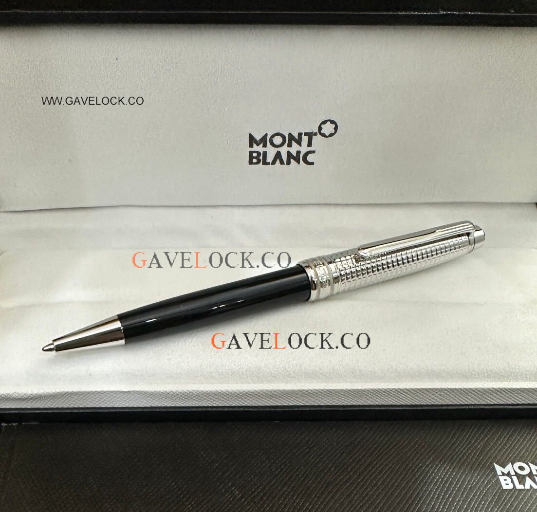 Nice Quality Copy Montblanc Meisterstuck Doue Black Resin /Silver Cap Ballpoint 164